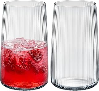KONZEPT Gläser Set 6 teilig mit Rillenstruktur (480 ml), Trinkgläser hohe Qualität und elegant…