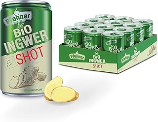 Pfanner Bio Ingwer Shot (12 x 0,15 l) – 100% Direktsaft – Natürlicher Immun Shot, Ingwersaft, En…