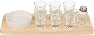 Tequila-Servier-Set, 9-teilig (6 Gläser, 1 Salzstreuer,1 Steingut-Schale & 1 Holz-Tablett) im Ge…