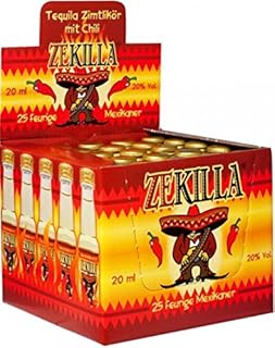 Tequila-Zimt-Chilli, Zekilla Likör, Shot´s, 25 x 2cl. 20% vol. Acl.