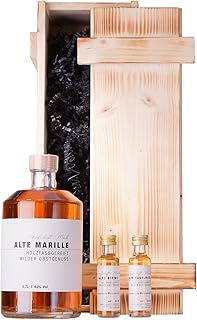 Grafschaft Mark Alte Marille Schnaps Geschenkset | 1x 0,7 L & 2x 0,02 L | 40% Alkohol | edle Holz…