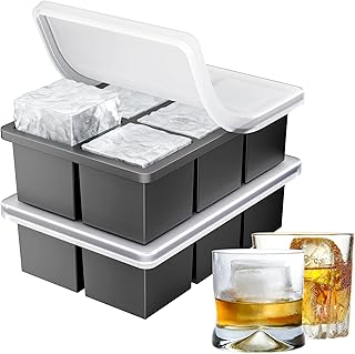 Ankway Eiswürfelform Silikon Groß 2er-Pack, XXL Eiswürfelbehälter mit Deckel für 5cm 12 Eisw…
