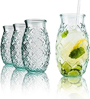 BigDean® Trinkgläser im Ananas-Design 700ml [4er Set] aus 100% Recyclingglas | Partygläser fü…