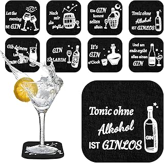Filzuntersetzer mit Ginsprüchen, 8 Stück Untersetzer Gläser, Gin Glasuntersetzer Hitzebeständ…