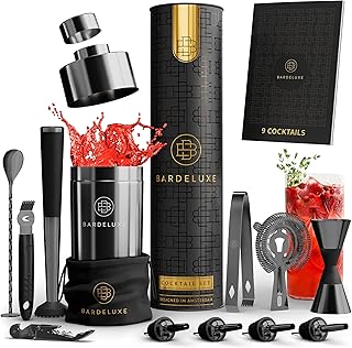 BarDeluxe® Cocktail Set 12-teilig, Barkeeper Set, Cocktail Mixer Set | 750ml Cocktailshaker Edel…