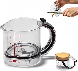 4-in-1 Adjustable Measuring Cup, Glas Cup Messbecher, Leicht zu Reinigen Meßbecher mit Abstreife…
