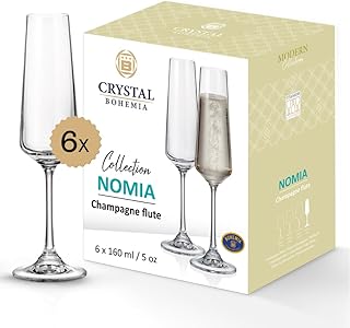 Crystal Bohemia Champagnergläser – 6er Set, je 160 ml, spülmaschinenfest, stoßfest & elegant -…