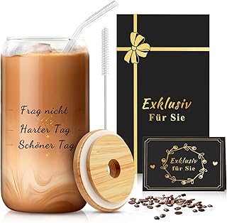 Geschenk für Frauen – Becher mit Deckel und Strohhalm, A-Z Buchstaben Personalisiertes Trinkglas…