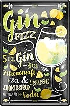 schilderkreis24 – Blechschilder Cocktail Rezept „Gin Fizz“ Deko Metallschild Schild für alle Bar…