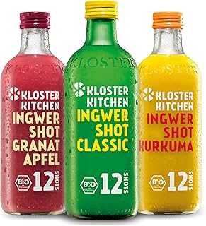 Kloster Kitchen Bio Ingwer Shot 3er Mix 12SHOTS 3x 360 ml mit Ingwerstückchen I vegan I 12 Shots…