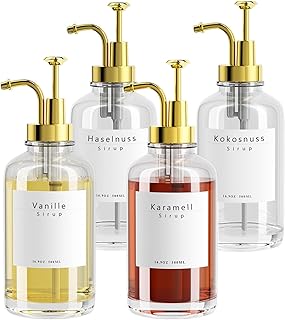 Kaffeesirup Pumpspender für Kaffee Bar Zubehör, Kaffee Pumpen Spender, Glas Sirup Flasche Sirup…