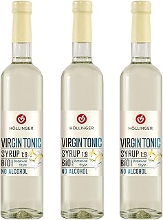 Höllinger Bio Cocktailsirup Virgin Tonic – Vegan, 3x500ml Glas Flasche – alkoholfreier Cocktail