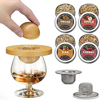 Whisky Raucher Kit, Cocktails Raucher Infuser Kit mit 2 Stück Edelstahl Mesh Filterschalen, 4 Ge…