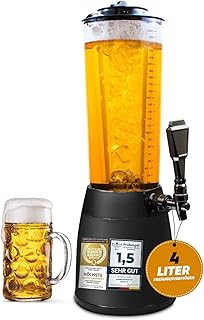 Biertower 4,0 Liter – Kult Biersäule mit LED-Beleuchtung & Eiskühlung – XXL Trinksäule Get…