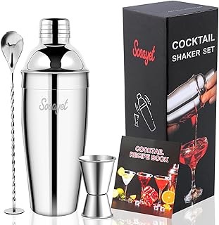 Sosayet Cocktail Shaker 750 mL, 3-teiliges Edelstahl Cocktail Set mit cocktail messbecher 15/30 m…