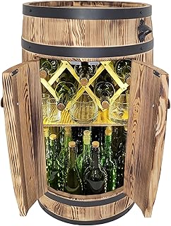 weeco Holzfass mit Türen, Hausbar mit LED Beleuchtung batteriebetrieben, mobiler klappbarer Wein…