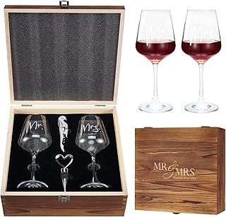 AW BRIDAL Hochzeitsgeschenke für Brautpaar Verlobungsgeschenk, Mr und Mrs Geschenke Weingläser …
