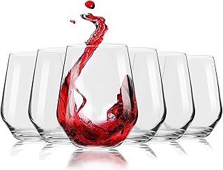 FLOW Barware Weingläser ohne Stiel, 480 ml, Weingläser für Rot-, Weiß-, Roséwein, Gin, 6er-S…