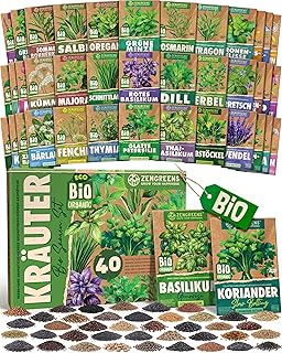 Bio Kräutersamen im 40er Set – 40 Kräuter Samen für den einfachen Anbau im Garten, Balkon oder…