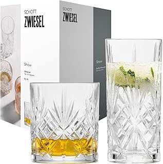 SCHOTT ZWIESEL 8er Gläserset Show, jeweils 4 anmutige Longdrinkgläser und Whiskygläser mit Rel…