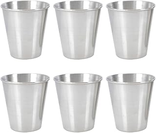 FSSTUD 6 Stück 70 ml Edelstahl-Schnapsbecher, kleine Metall-Schnapsgläser, Outdoor, Reisen, Cam…