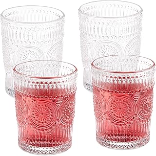 Relaxdays Trinkgläser, 4er Set, 300 ml, Vintage Gläser Wasser, Saft, Limo, spülmaschinenfest, …