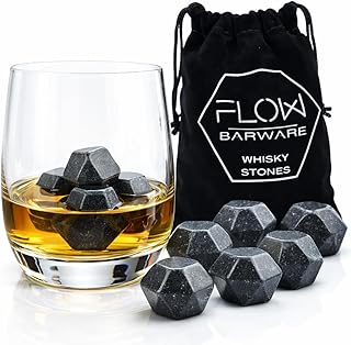 Whisky Stones Eiswürfelsteine aus Granit, wiederverwendbar 9 x Polished Diamond Whisky Stones grau