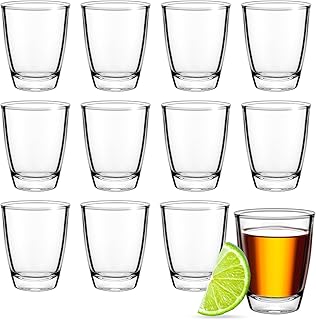 Schnapsgläser Glas,12 Stück Schnapsgläser Set, 30ml Dickem Boden Shotgläser aus Glas, Spülma…