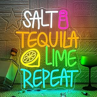Tequila Neon Schild Salt Tequila Lime Repeat Led Schild Cocktail Bar Led Schriftzug Bar Leuchtrek…