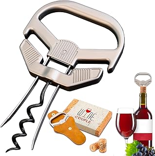 Ah So Weinöffner für Vintage Flaschen, Alter Wein Korkenzieher mit Tragbarer Lederhülle, Weinf…