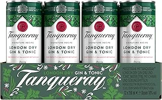 Tanqueray London Dry Gin & Tonic, Erfrischendes Sommer-Mixgetränk mit 10% Alkohol, 12 Dosen x 25…