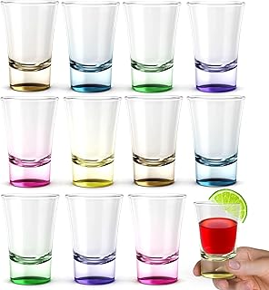 volila Bunte Shotgläser – 12 x 5 cl Kleine Schnapsgläser Set mit schwerem Boden – Ideale Tequil…