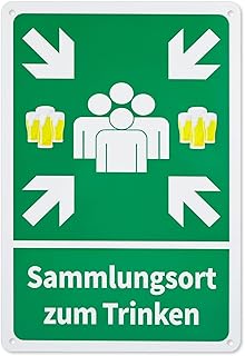 Sammel Saufstelle Schild 30x 20cm, Geschenk Lustige Gadgets Aluminium für Saufen Party Trinkspie…