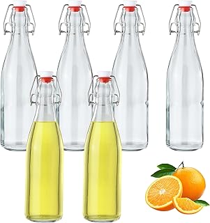 BUCOMTU 6 Stück Glasflaschen 500ml mit Bügelverschluss, Glasflaschen zum Befüllen,für Likörf…