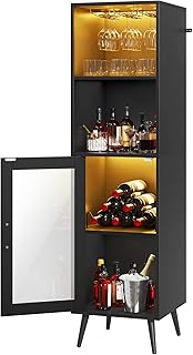YITAHOME Barschrank mit verstellbaren LED-Lichtern, Kaffeebar mit Weinregal & Haken & Acryl-Türs…