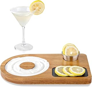 Margarita Salzrand-Set Aus Akazienholz | Mit Salz-/Zuckerrand-Geber, Zitronenschneider, Schneideb…