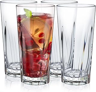 Asashizen PC-Plastikgläser 385 ml stapelbares 4er-Set, Acryl-Trinkgläser, spülmaschinenfeste B…
