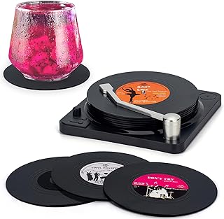 Untersetzer Gläser, Valdivia Design Retro Vinyl Schallplatte Untersetzer mit Basis und einzigart…