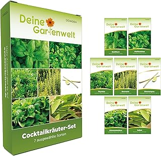 Cocktail-Kräuter Samen Set – 7 Sorten Kräutersamen – Saatgut Sortiment – Anzuchtset für Kräut…