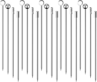 Cocktail Picks Stick, 20Pcs Stainless Steel Martini Picks, Reusable Metal Cocktail Skewers Olives…
