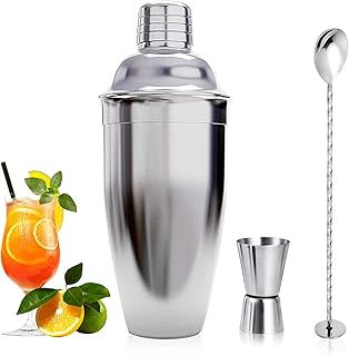 Cocktail-Shaker, 750 ml, Edelstahl, Silber, 3 PCS (Shaker, Jigger)