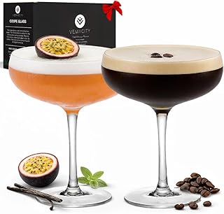 Vemacity Elegante Espresso Martini Gläser| Handgefertigte Cocktailgläser Set | Ideal Champagner…