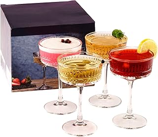 Vintage Coupé Gläser 4er Set (8,8 oz/260 ml), Champagner, Wein, Martini, Cocktailgläser, Longd…