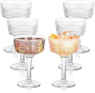 LDXDRU Sektschalen 6er set, Vintage Coupé Gläser 260ML, Champagner Schalen, Kristallklare Champ…