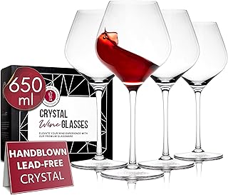 Gusto Nostro Weingläser aus Kristallglas, 4er Weingläser Set, Langer Stiel, Für Rot- und Weiß…