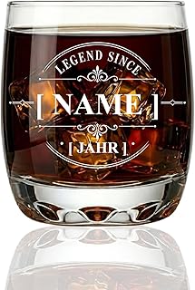 Personalisiertes Whisky Glas mit Gravur – 350 ml Tumbler – Name & Jahr – Kristallglas für …