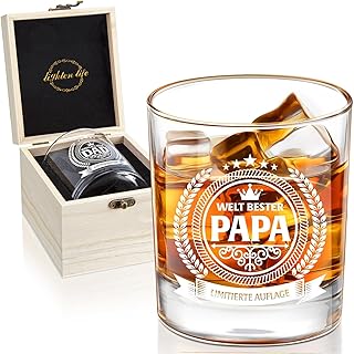 LIGHTEN LIFE Papa-Geschenke,Papa Whiskeyglas in Holzkiste,Hochwertige Geburtstagsgeschenke für V…