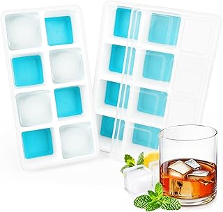 Große Eiswürfelform, RISVOWO Eiswürfelbehälter mit Decke, 2 Stück Silikon Eiswürfel BPA Fre…