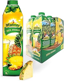 Pfanner 100% Ananassaft (8 x 1 l) – vitamin-reicher Saft aus Ananas – säuerlich-süßer Fruc…