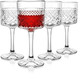 Weingläser 4er-Set, 400ml Große Kristall Weinglas, Quadratische Rotweingläser mit langem Stiel…